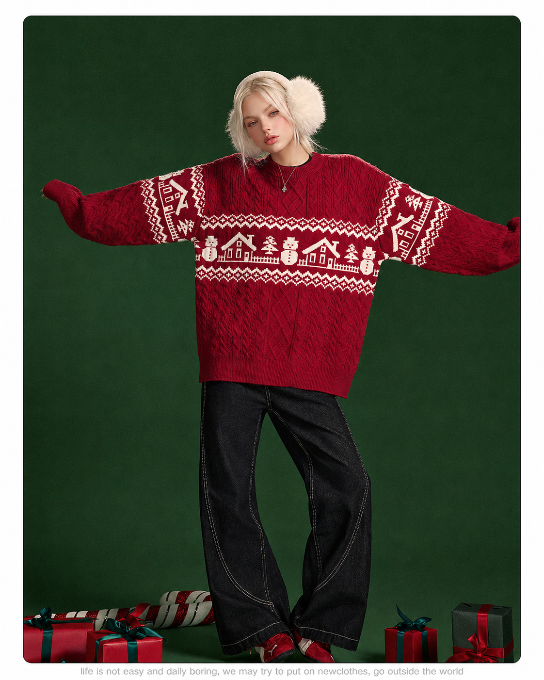 Unisex Christmas Fair Isle Wool Blend Sweater