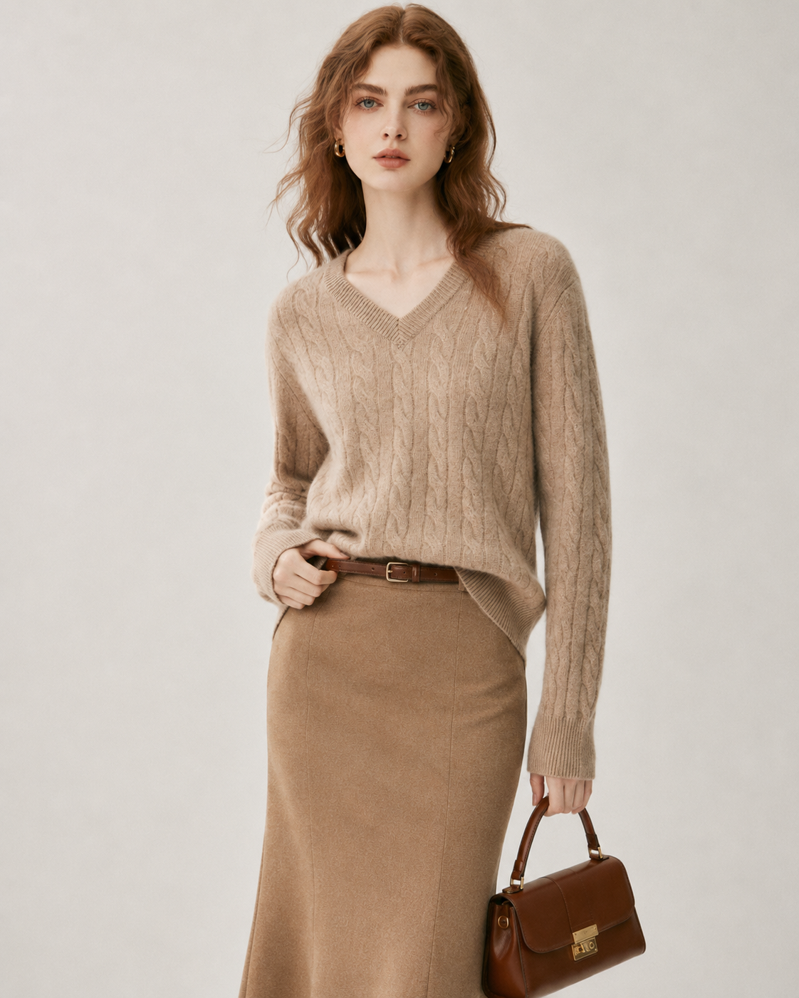 Women's Cashmere Blend Cable Knit Sweater