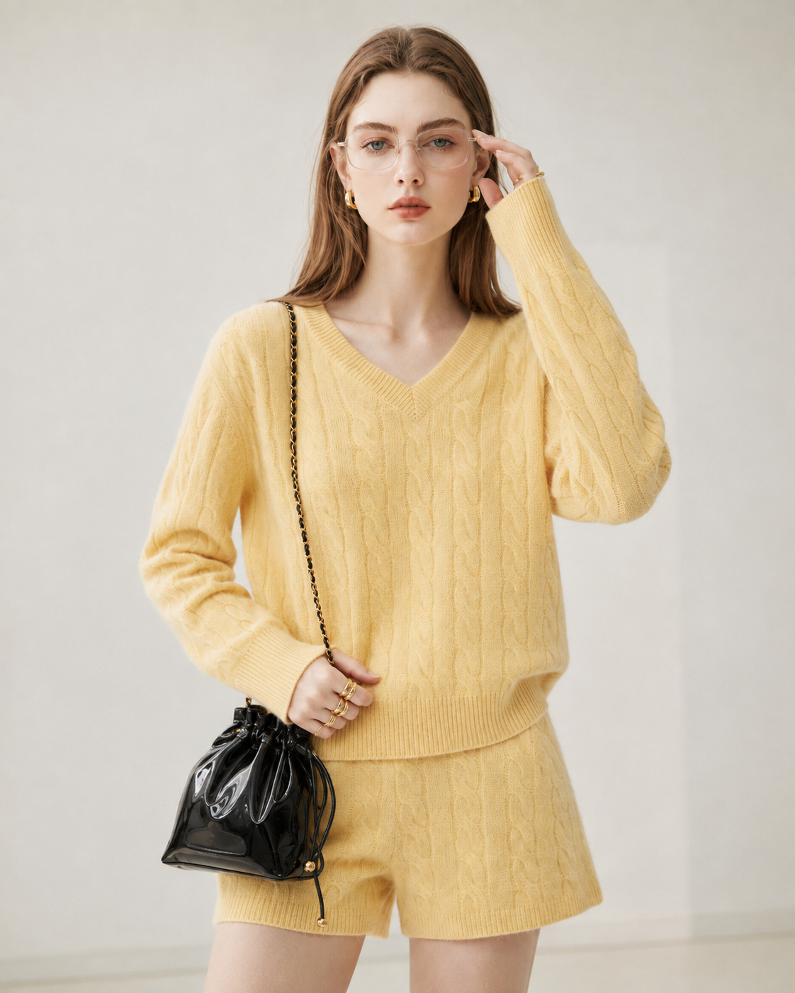 Women's Cashmere Blend Cable Knit Sweater