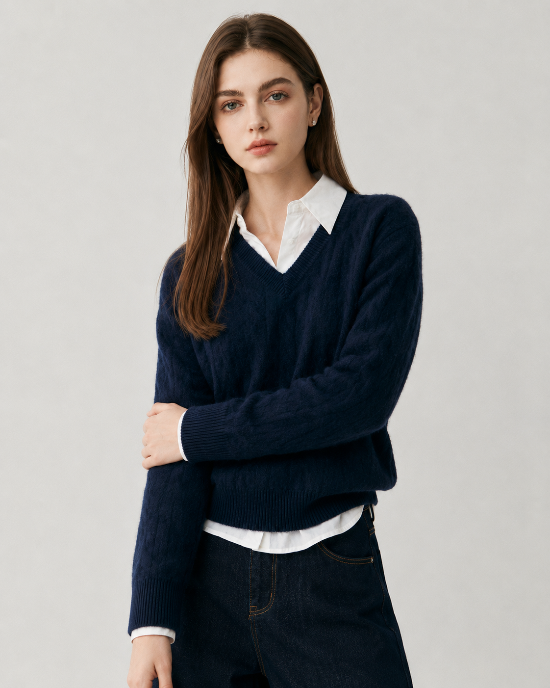 Women's Cashmere Blend Cable Knit Sweater