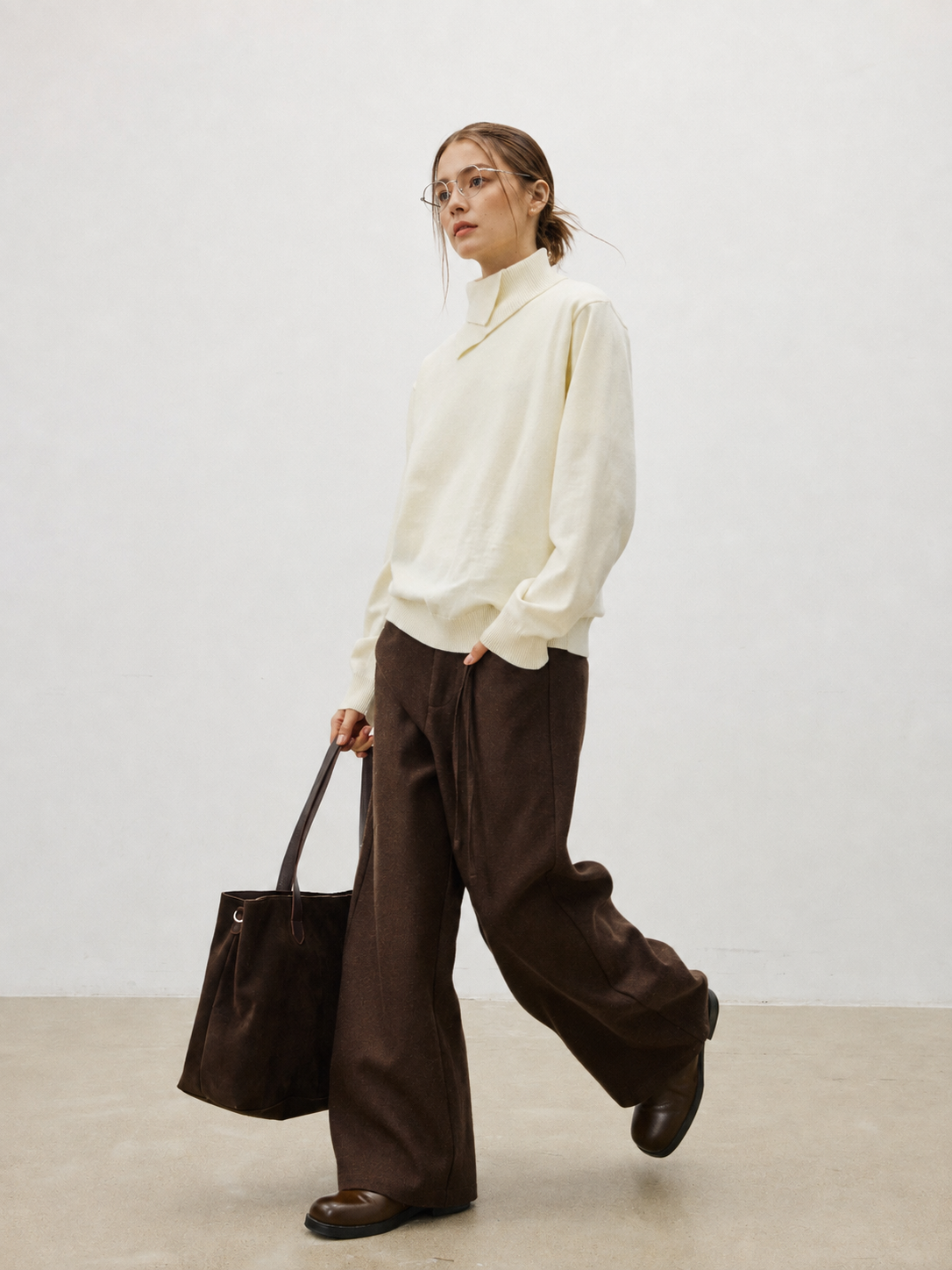 Unisex Wool Blend Stand Collar Knit Sweater