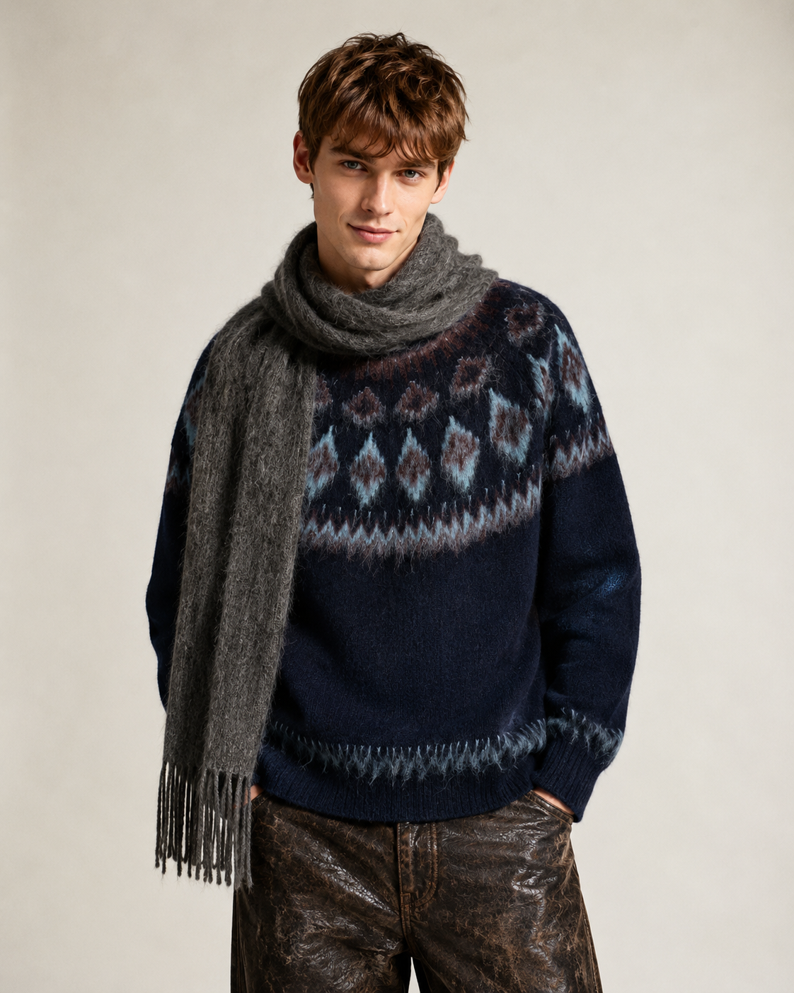 Unisex Red Fair Isle Christmas Sweater