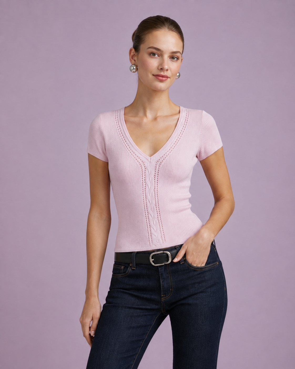 Women’s Lace Knit Short Sleeve Top