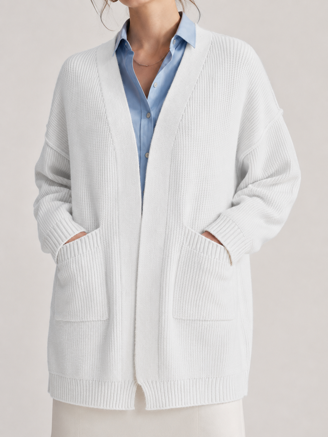 Women's Soft Fuzzy Knit V Neck Open Front Cardigan Sweater Waffle Knitwear
