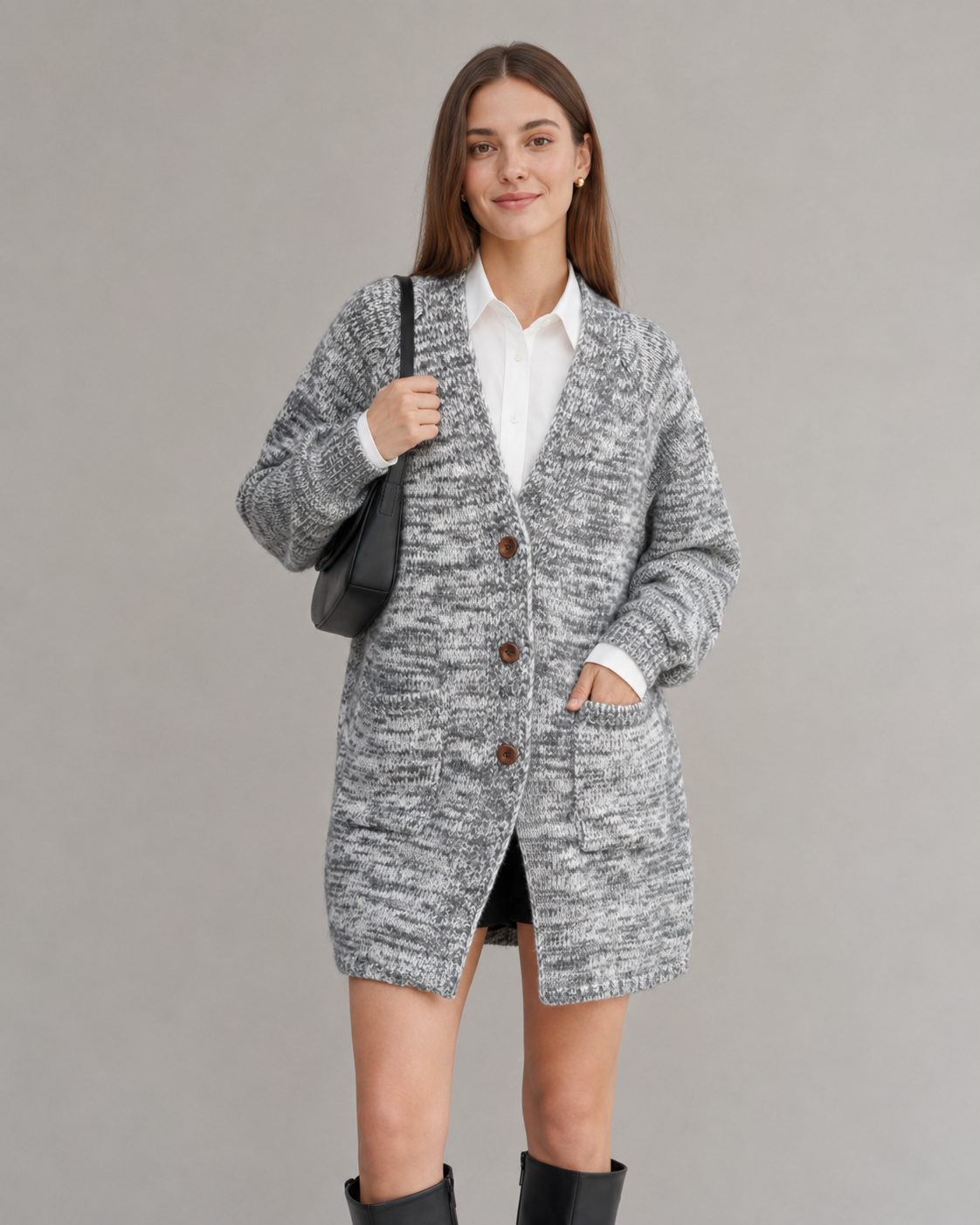 Women's Wool Blend V Neck Long Cardigan Sweater