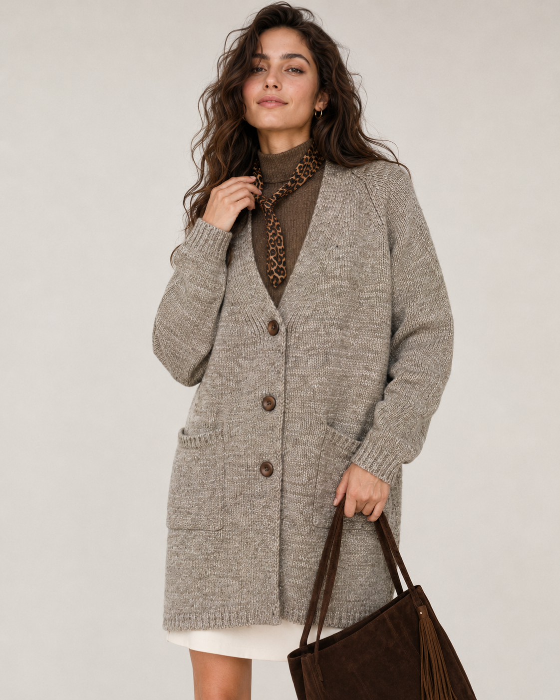 Women's Wool Blend V Neck Long Cardigan Sweater