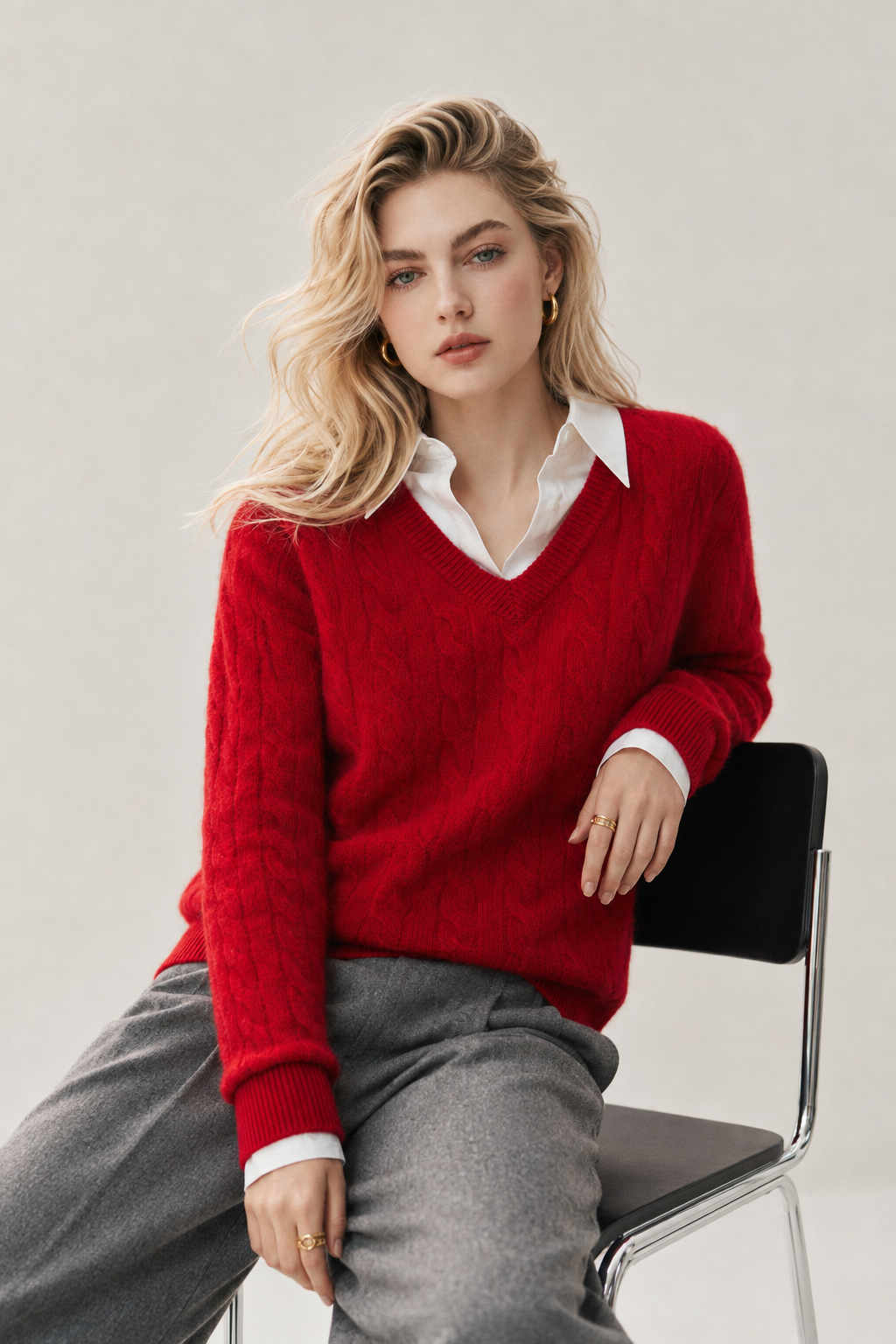 Women's Cashmere Blend Cable Knit Sweater