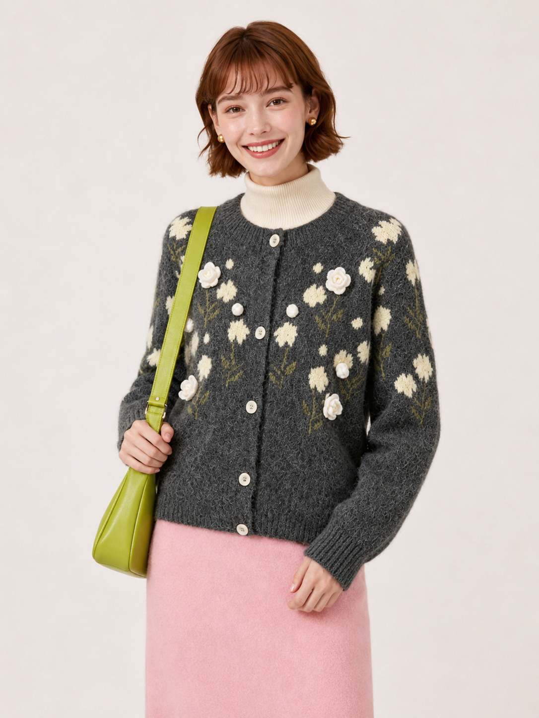 Women’s Floral Knit Cardigan Sweater
