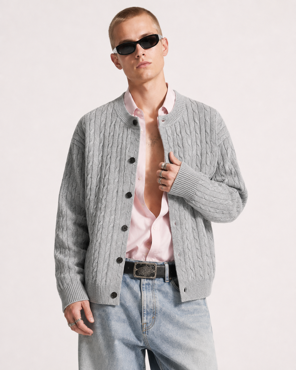 Unisex Cable Knit Cardigan Sweater Vintage Chunky Knit Coats