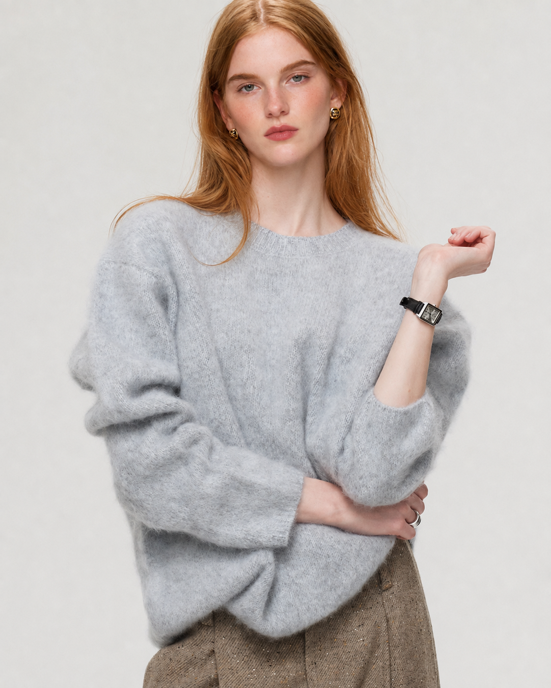 100% Merino Wool Sweater Hand Brushed Fluffy Knit Pullover