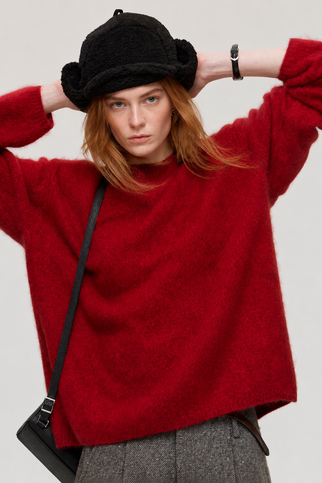 100% Merino Wool Sweater Hand Brushed Fluffy Knit Pullover