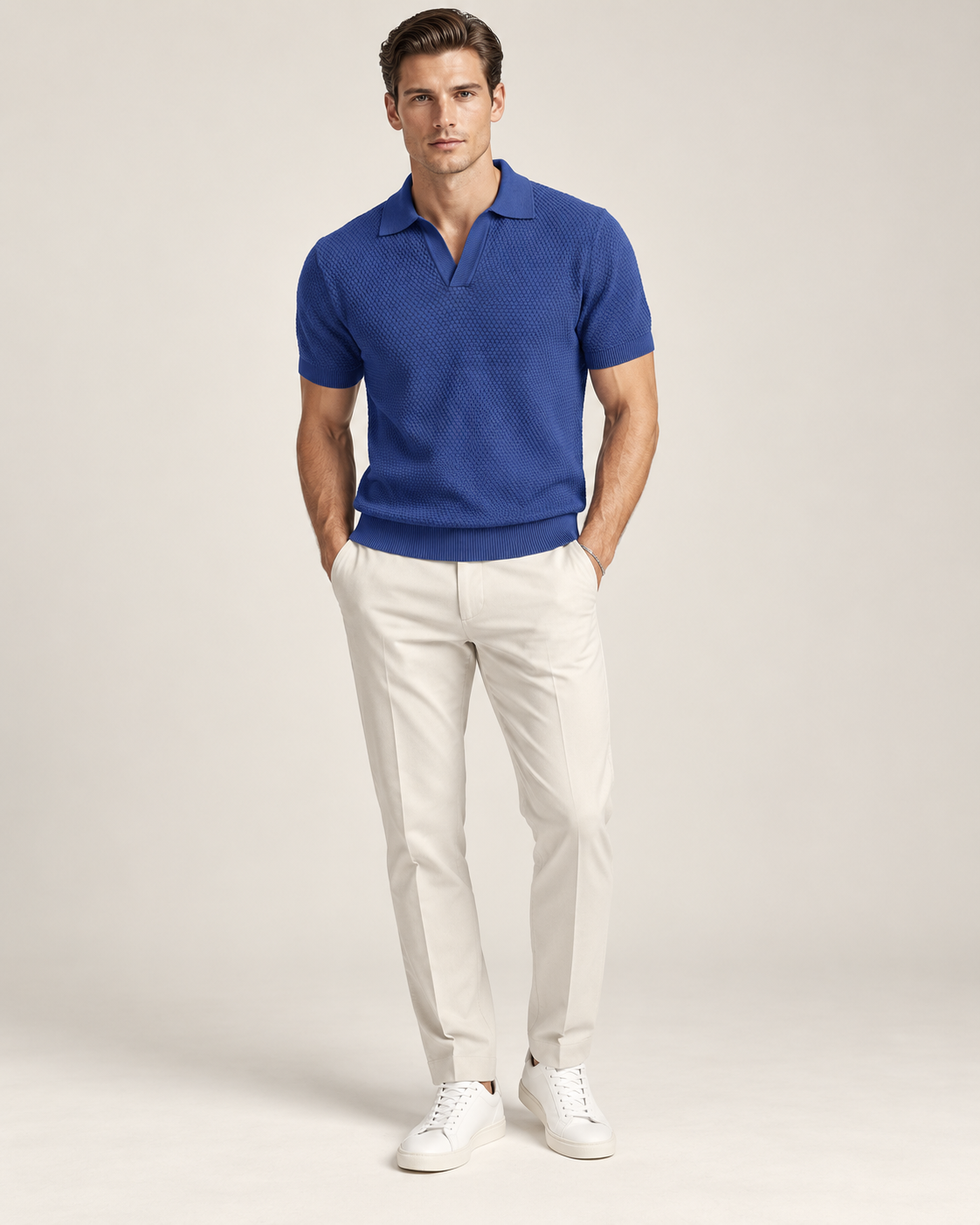 Men’s Old-Money Style Cool-Touch Honeycomb Knit Polo