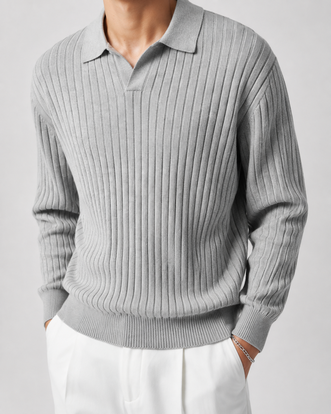 Men’s Old-Money Style Cool-Touch Ribbed Knit Top