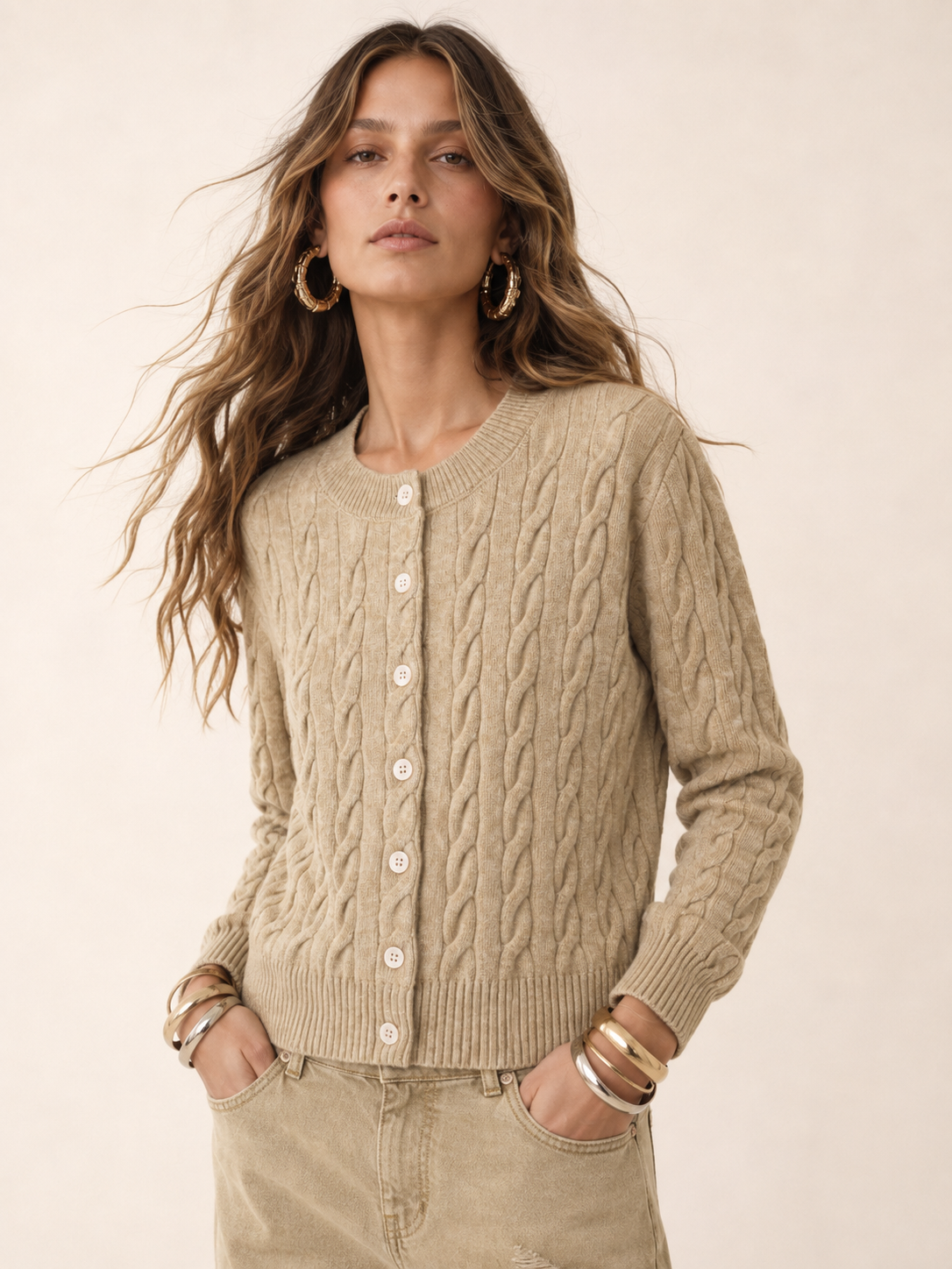 Women’s  Cable Knit Cardigan Sweater