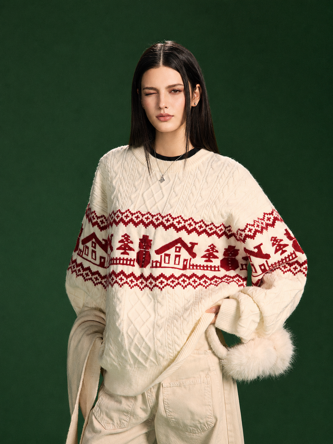 Unisex Christmas Fair Isle Wool Blend Sweater