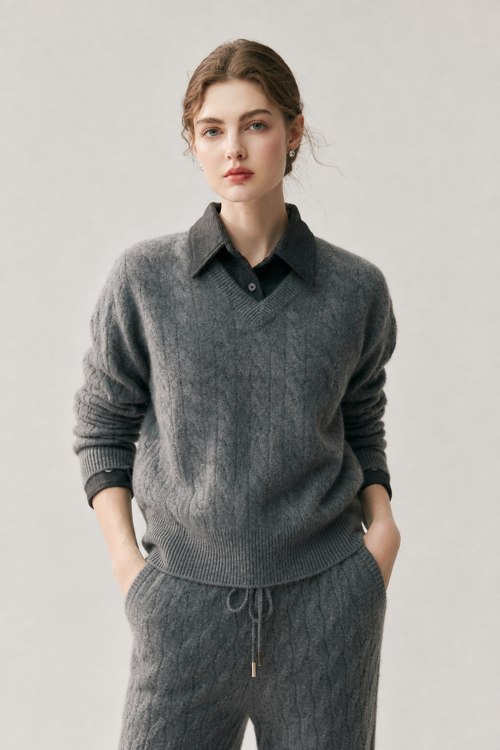Women's Cashmere Blend Cable Knit Sweater
