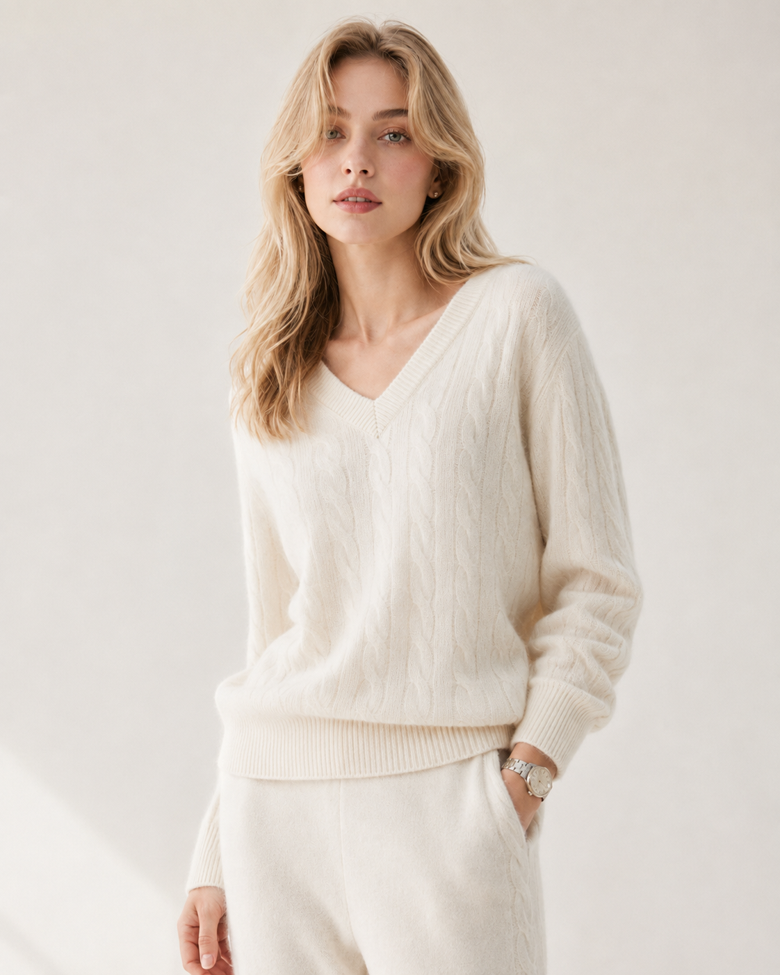 Women's Cashmere Blend Cable Knit Sweater