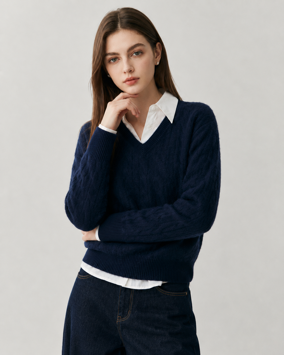Women's Cashmere Blend Cable Knit Sweater