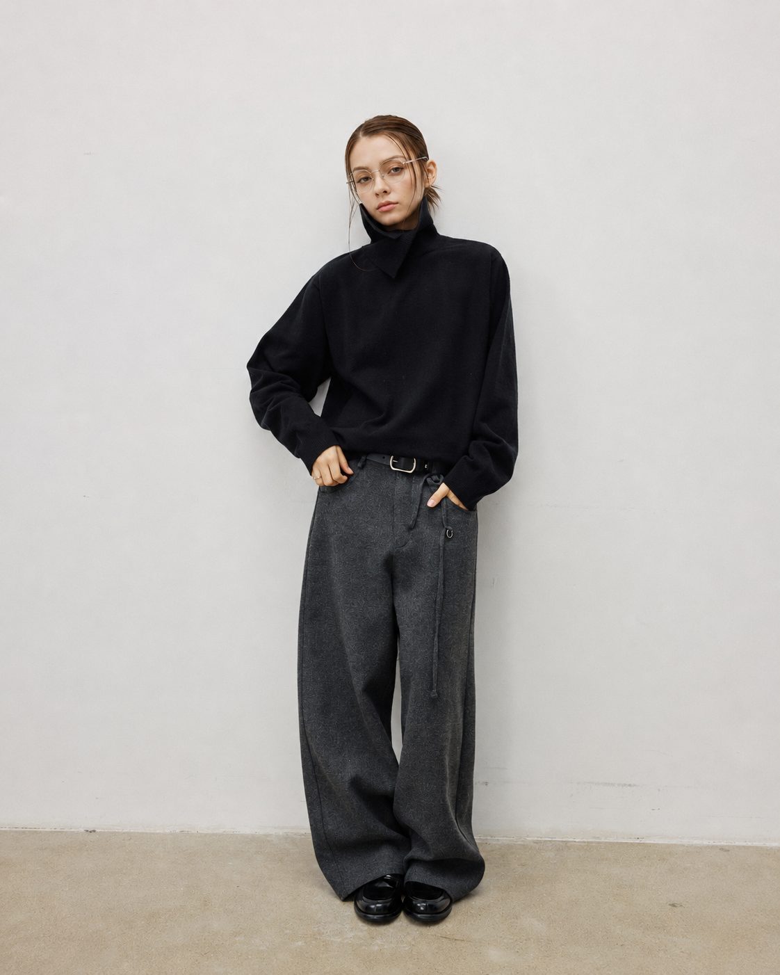 Unisex Wool Blend Stand Collar Knit Sweater