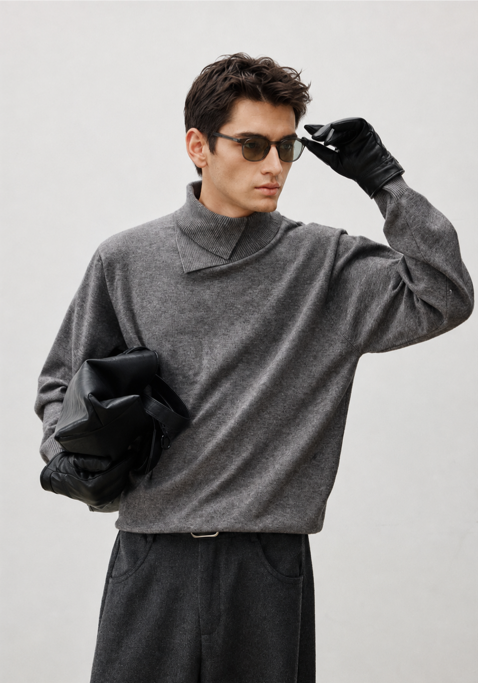 Unisex Wool Blend Stand Collar Knit Sweater