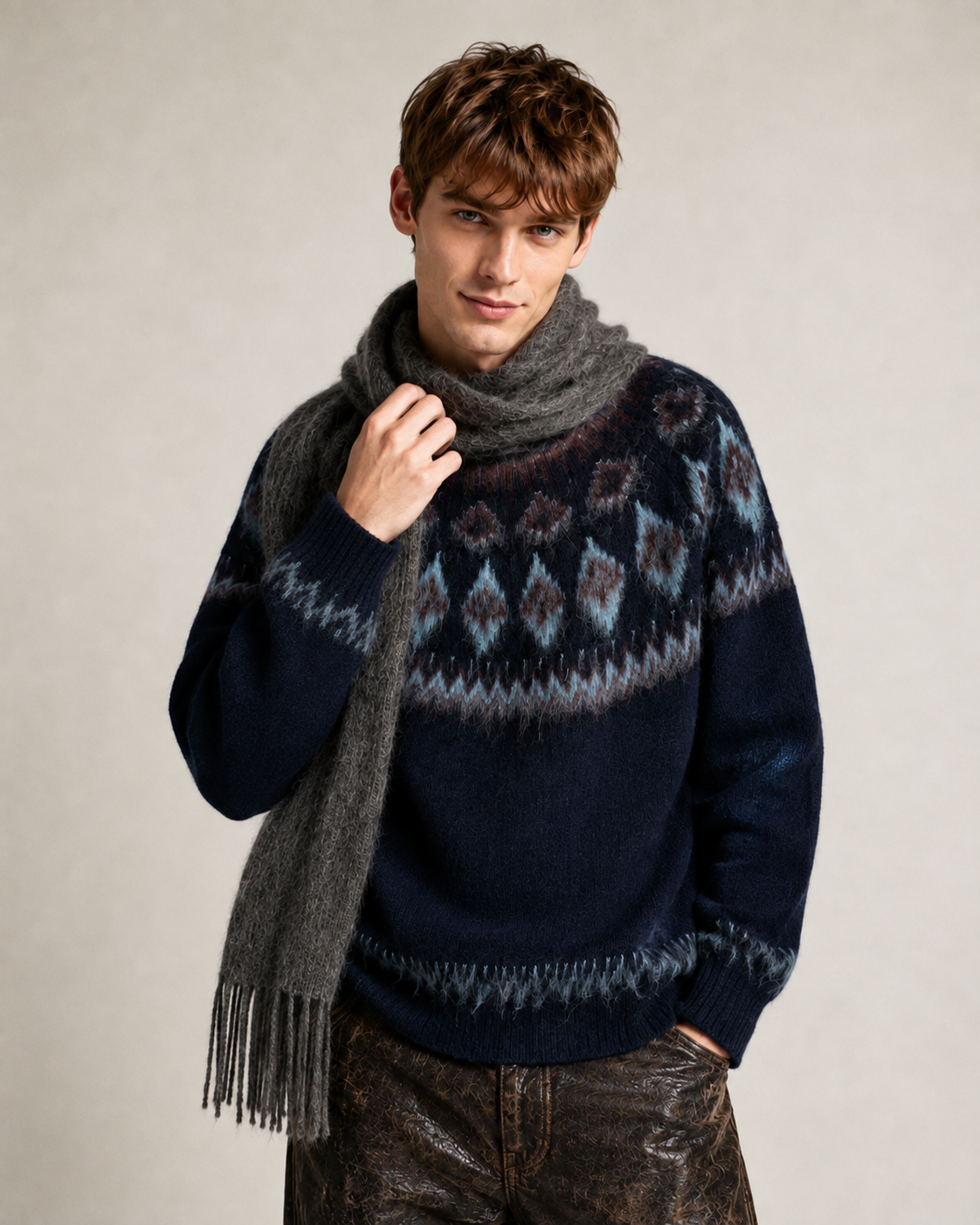 Unisex Red Fair Isle Christmas Sweater