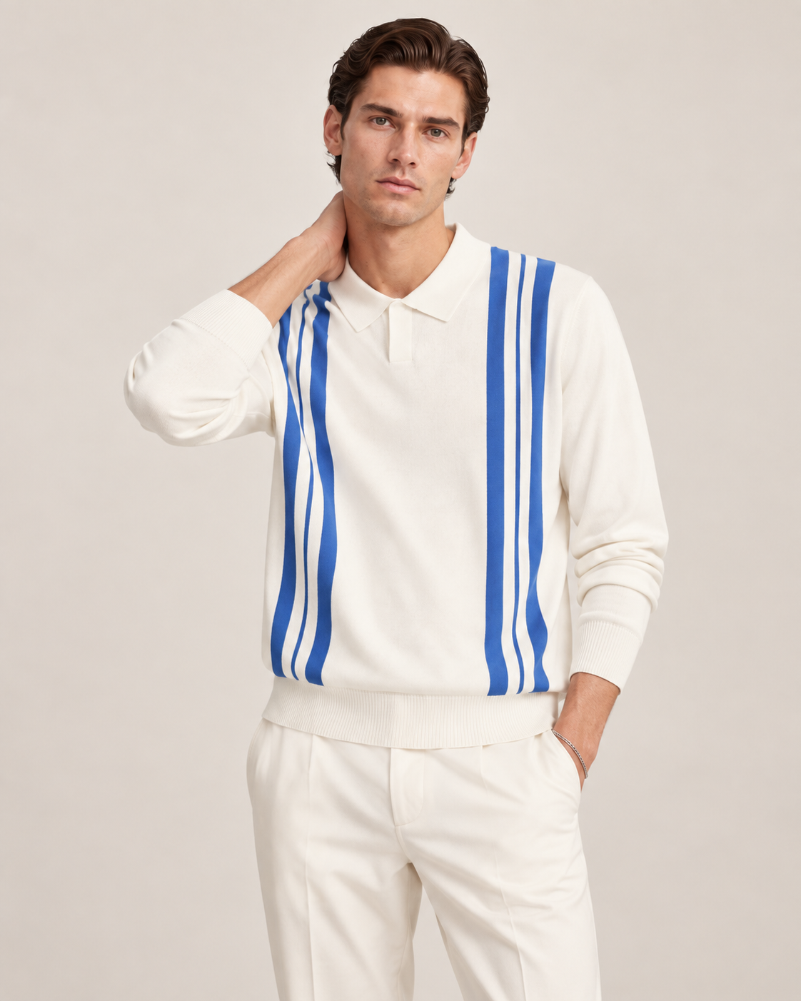 Men’s Old-Money Style Wave Knit Shirt