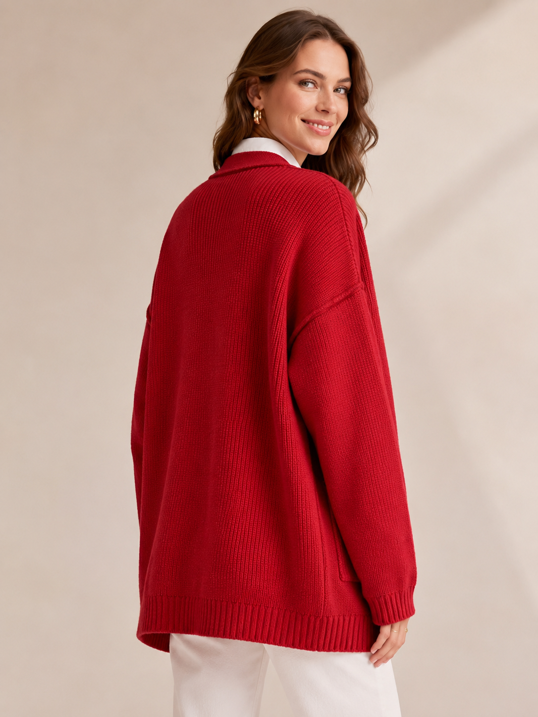 Women's Soft Fuzzy Knit V Neck Open Front Cardigan Sweater Waffle Knitwear