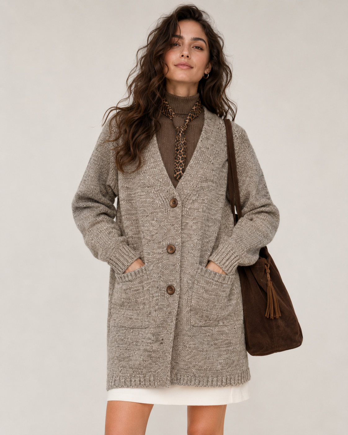 Women's Wool Blend V Neck Long Cardigan Sweater