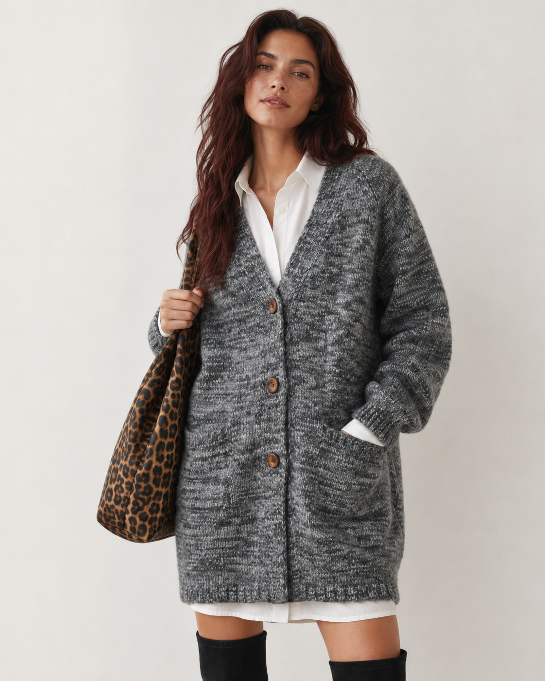 Women's Wool Blend V Neck Long Cardigan Sweater