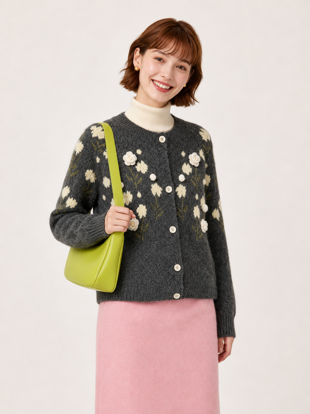 Women’s Floral Knit Cardigan Sweater