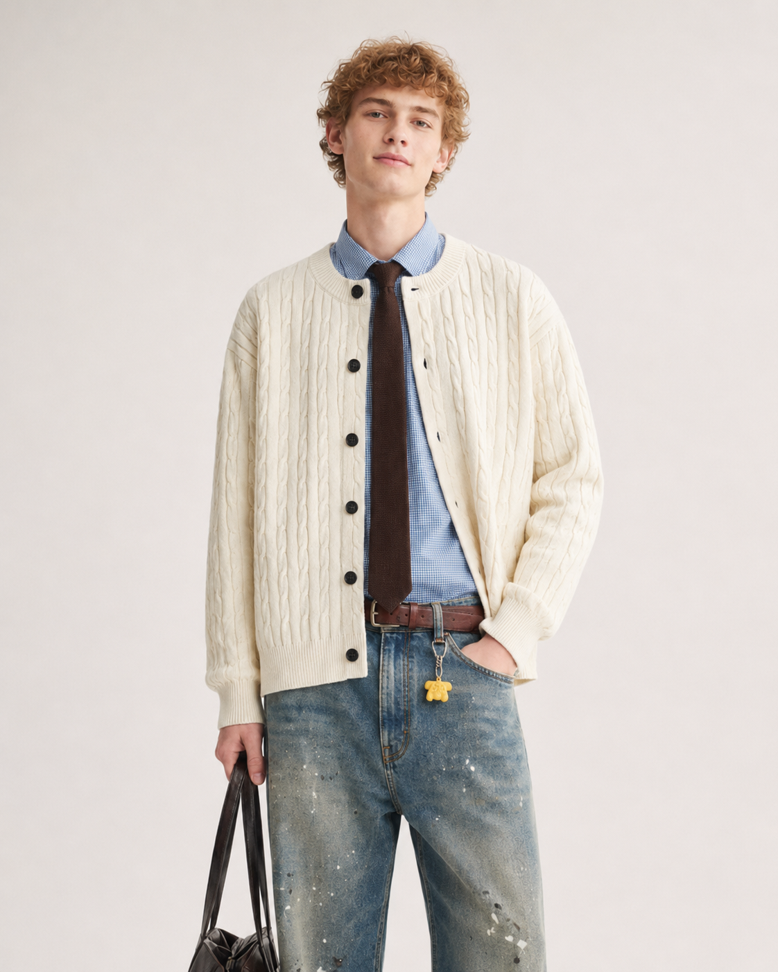 Unisex Cable Knit Cardigan Sweater Vintage Chunky Knit Coats