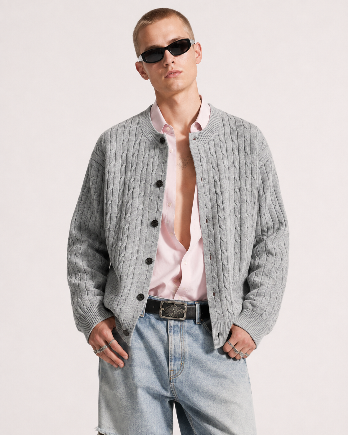 Unisex Cable Knit Cardigan Sweater Vintage Chunky Knit Coats