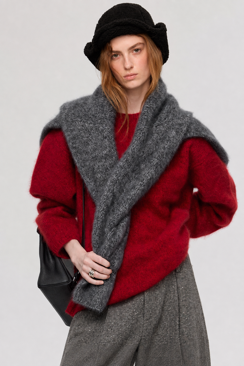 100% Merino Wool Sweater Hand Brushed Fluffy Knit Pullover
