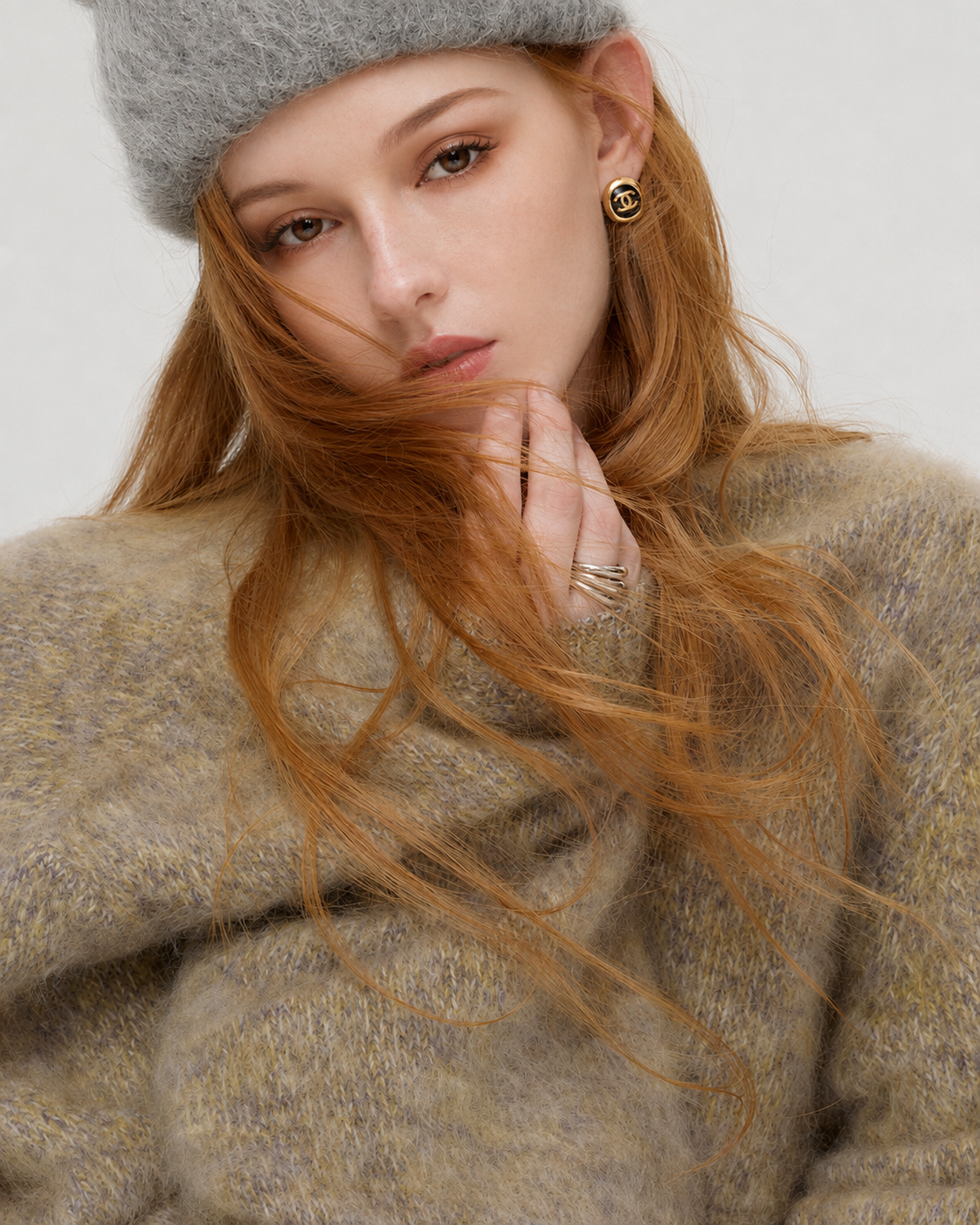 100% Merino Wool Sweater Hand Brushed Fluffy Knit Pullover