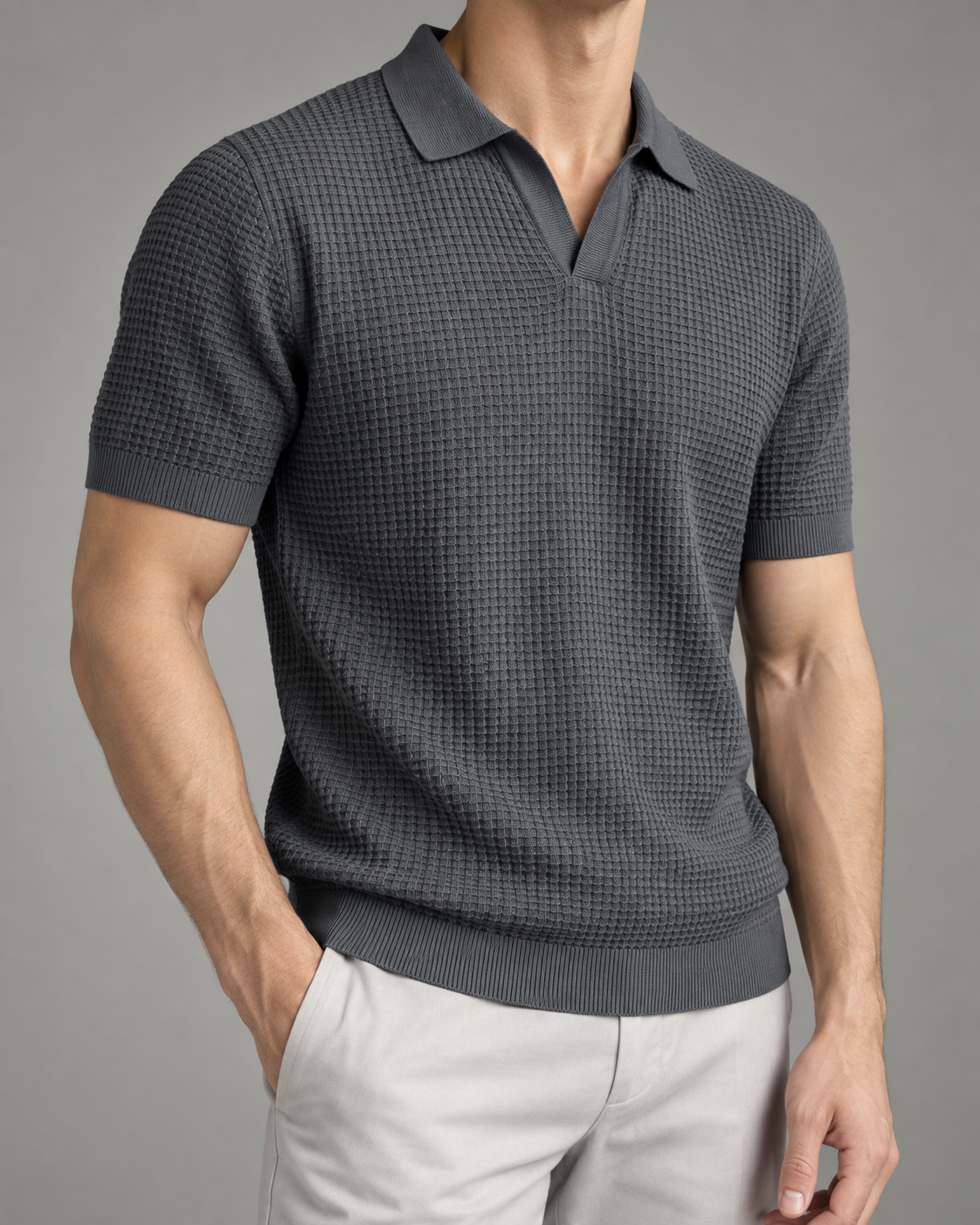 Men’s Old-Money Style Cool-Touch Honeycomb Knit Polo