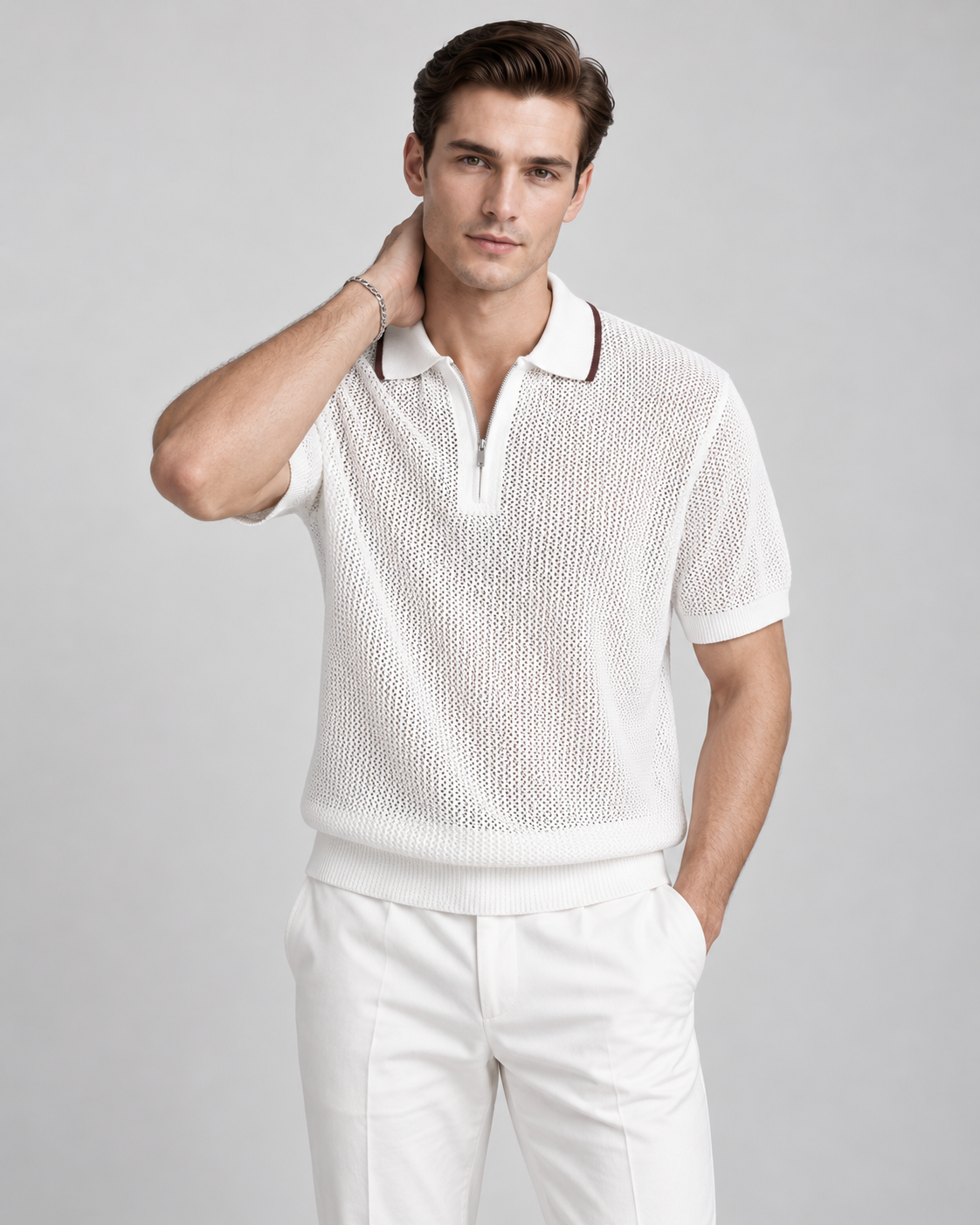 Men’s Old-Money Style Cool-Touch Mesh Polo Knit Shirt