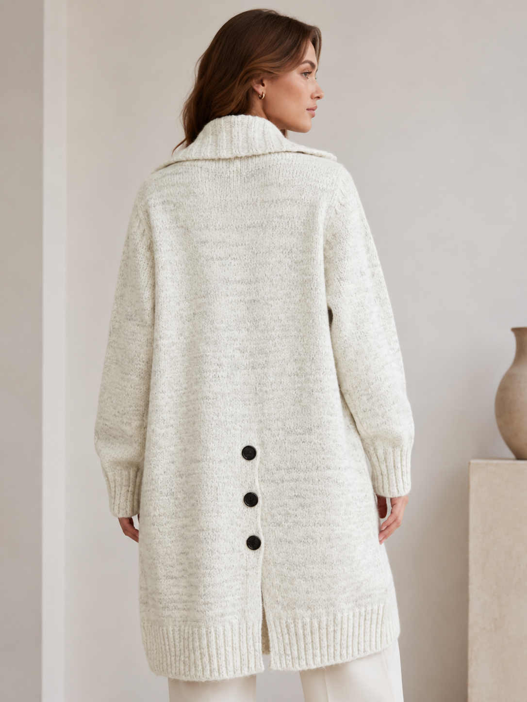 Women's Wool Blend Long Ribbed Knit Cardigan Sweater