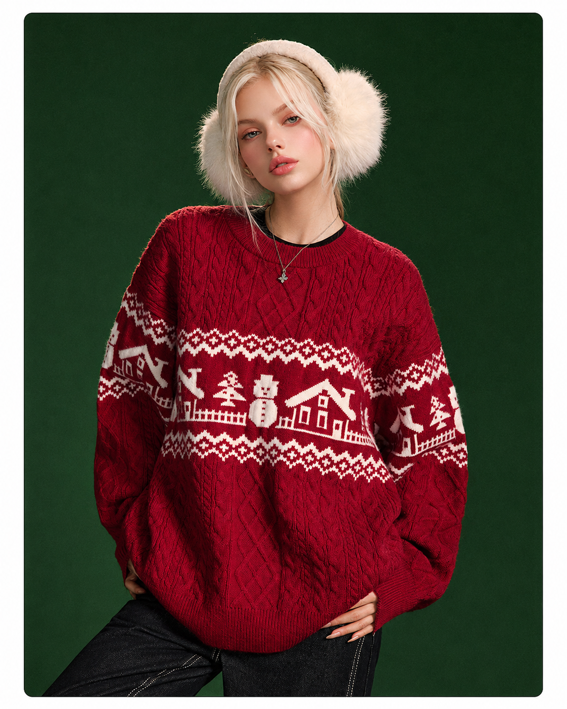 Unisex Christmas Fair Isle Wool Blend Sweater