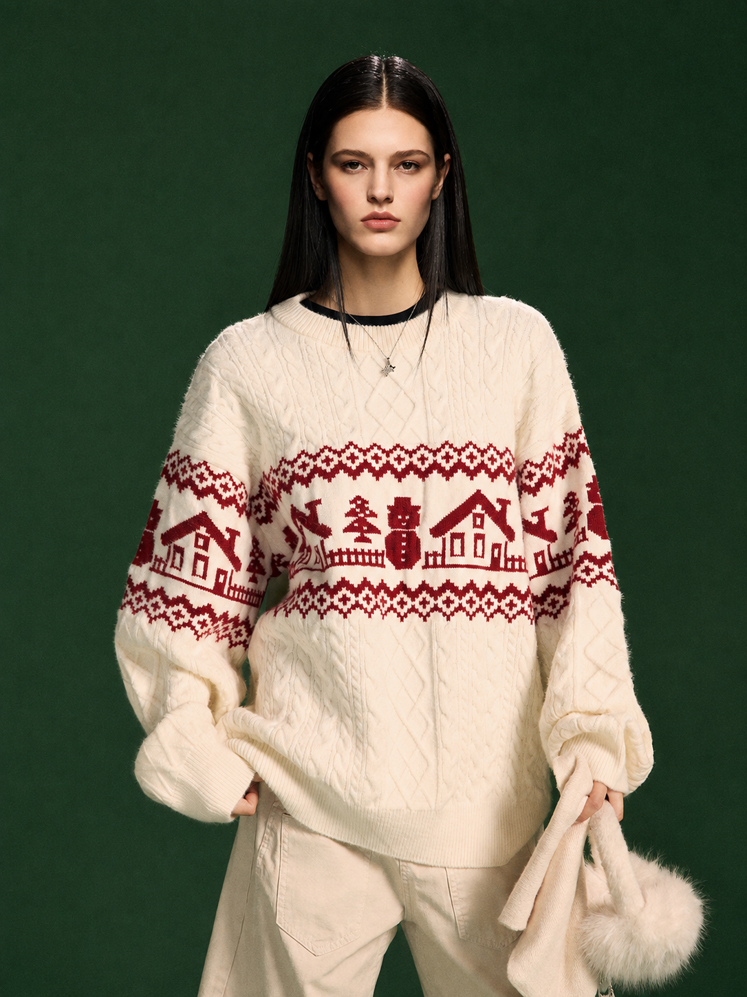 Unisex Christmas Fair Isle Wool Blend Sweater