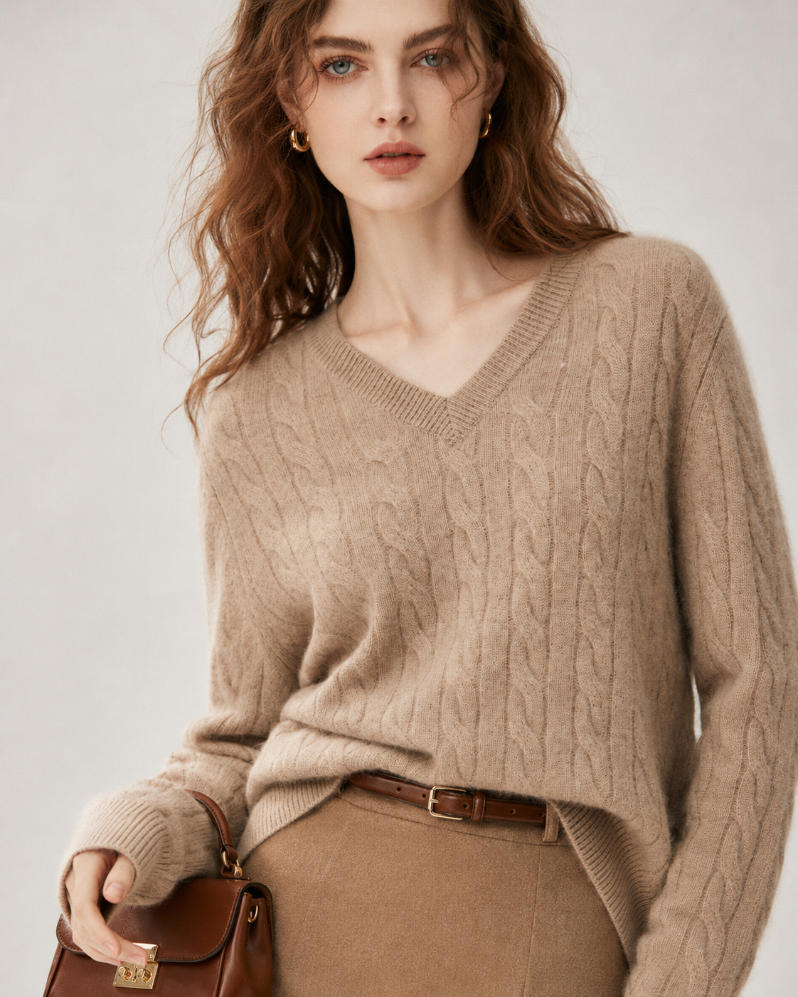Women's Cashmere Blend Cable Knit Sweater
