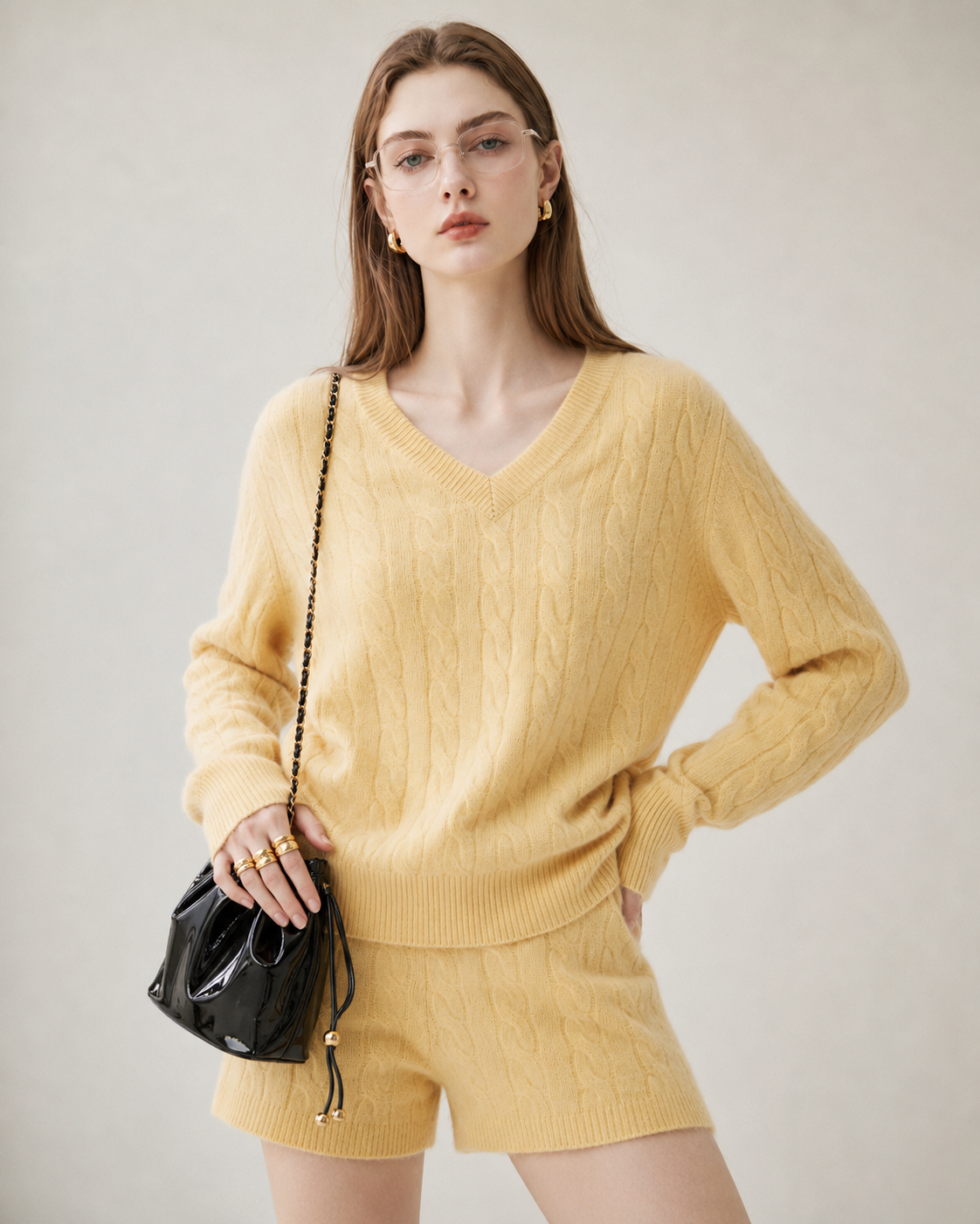 Women's Cashmere Blend Cable Knit Sweater