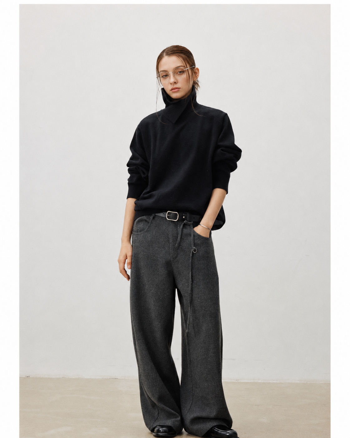 Unisex Wool Blend Stand Collar Knit Sweater