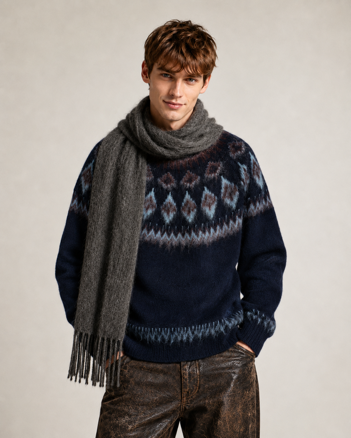 Unisex Red Fair Isle Christmas Sweater
