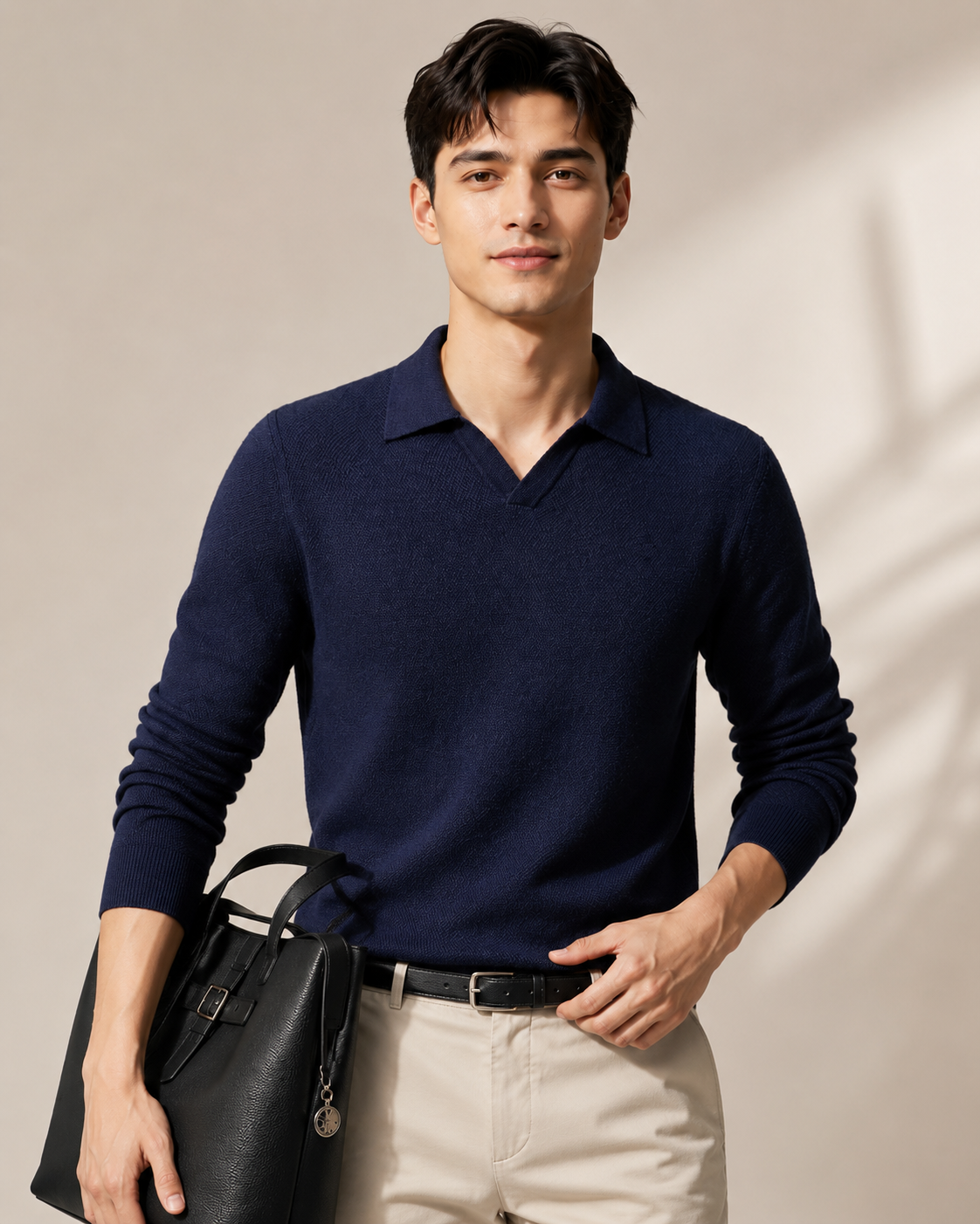 Men’s 100% Cashmere Polo Knit Sweater