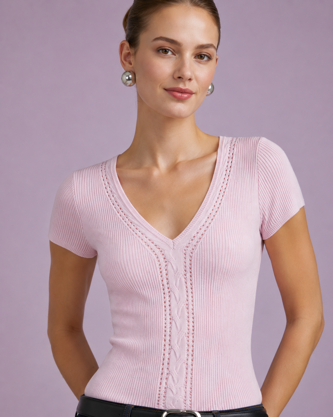 Women’s Lace Knit Short Sleeve Top