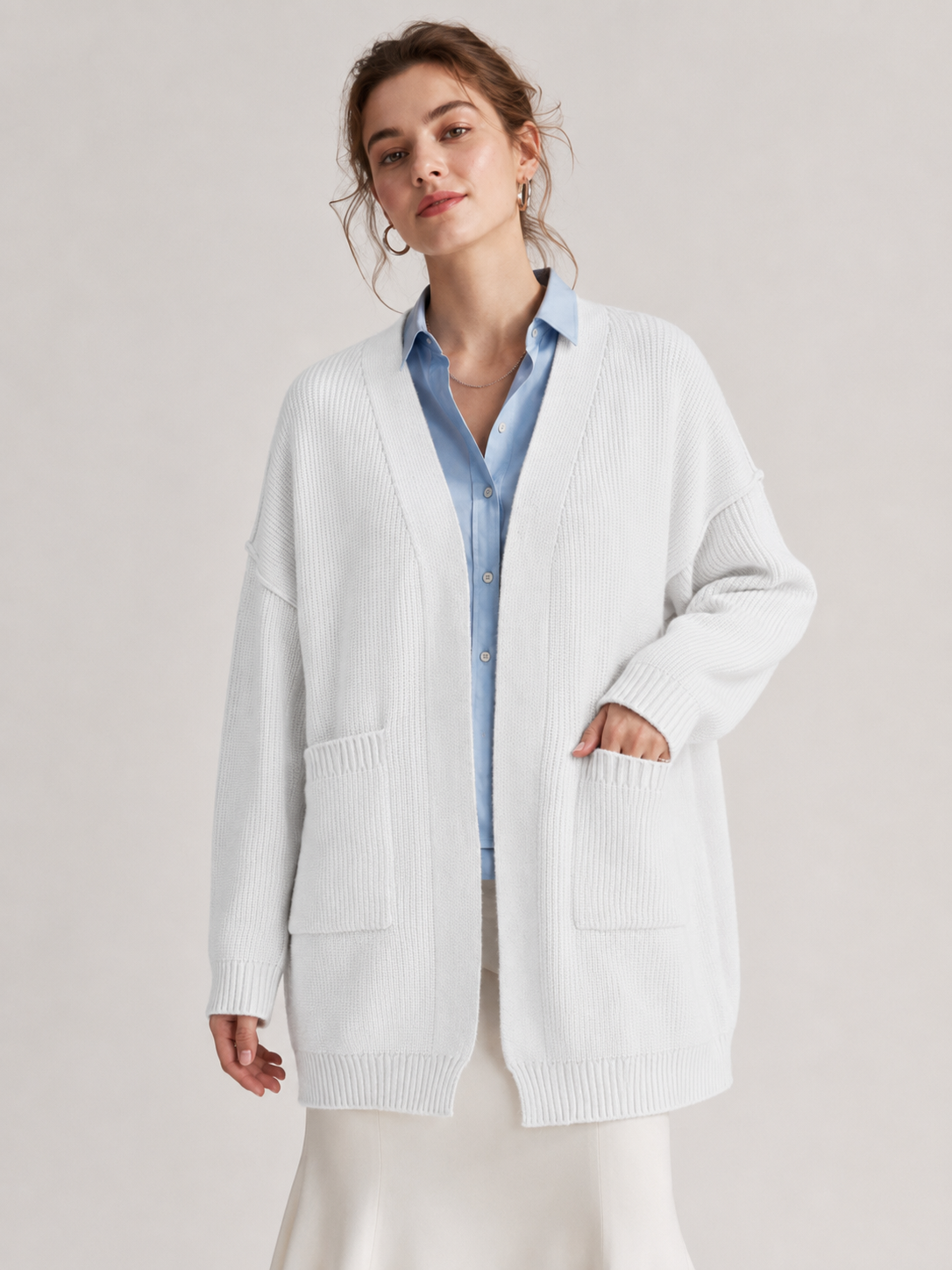 Women's Soft Fuzzy Knit V Neck Open Front Cardigan Sweater Waffle Knitwear