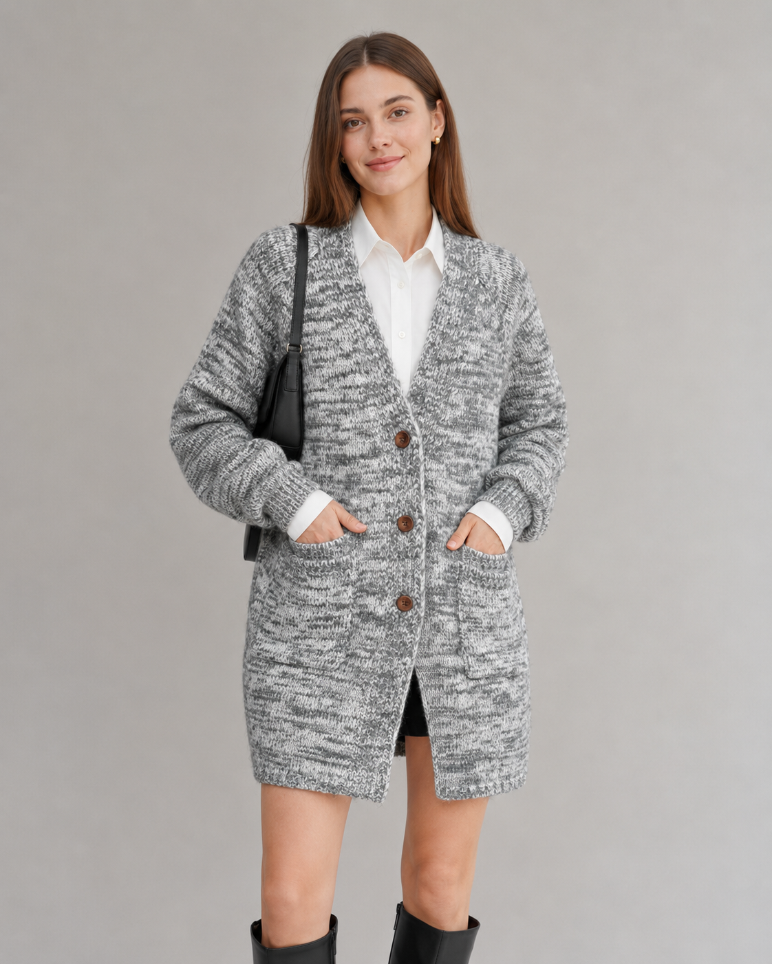 Women's Wool Blend V Neck Long Cardigan Sweater