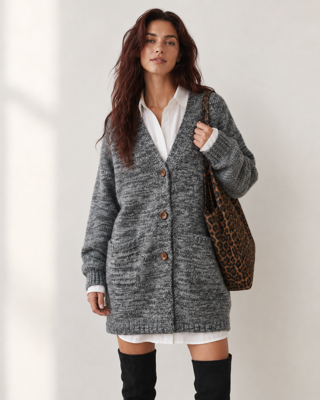 Women's Wool Blend V Neck Long Cardigan Sweater