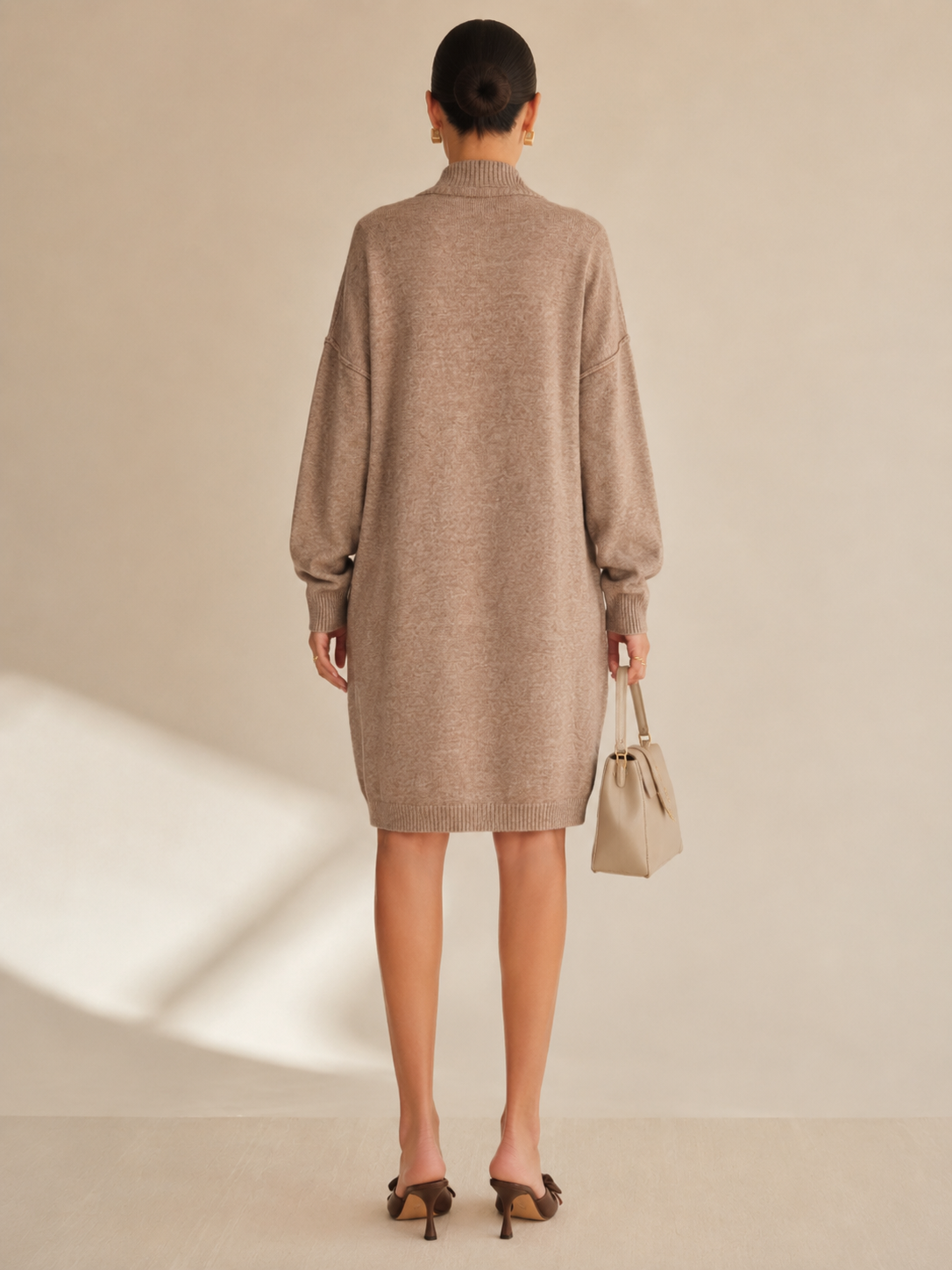 Women's Faux Cashmere V Neck Knit Dress