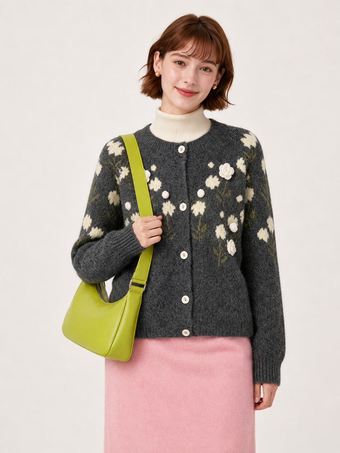 Women’s Floral Knit Cardigan Sweater